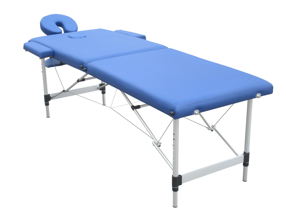 Massagebänk 195 x 70 cm – aluminiumram, höjd 61–87 cm, bärförmåga 225 kg
