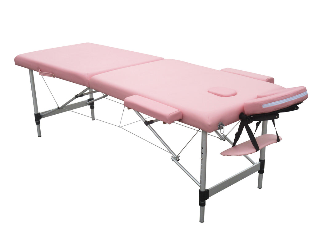 POHJOLAN URHEILUTARVIKE Kokoontaitettava Hierontapöytä Premium Alu 2V, 195x70cm, Pinkki