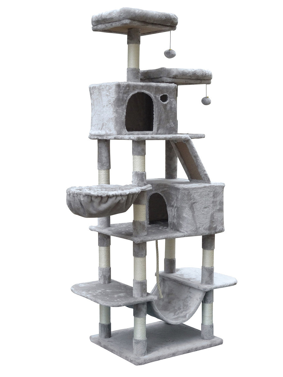 POHJOLAN LEMMIKKITARVIKE Kissan raapimis-/kiipeilypuu 206cm, vaalean harmaa