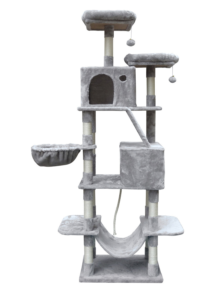 POHJOLAN LEMMIKKITARVIKE Kissan raapimis-/kiipeilypuu 206cm, vaalean harmaa