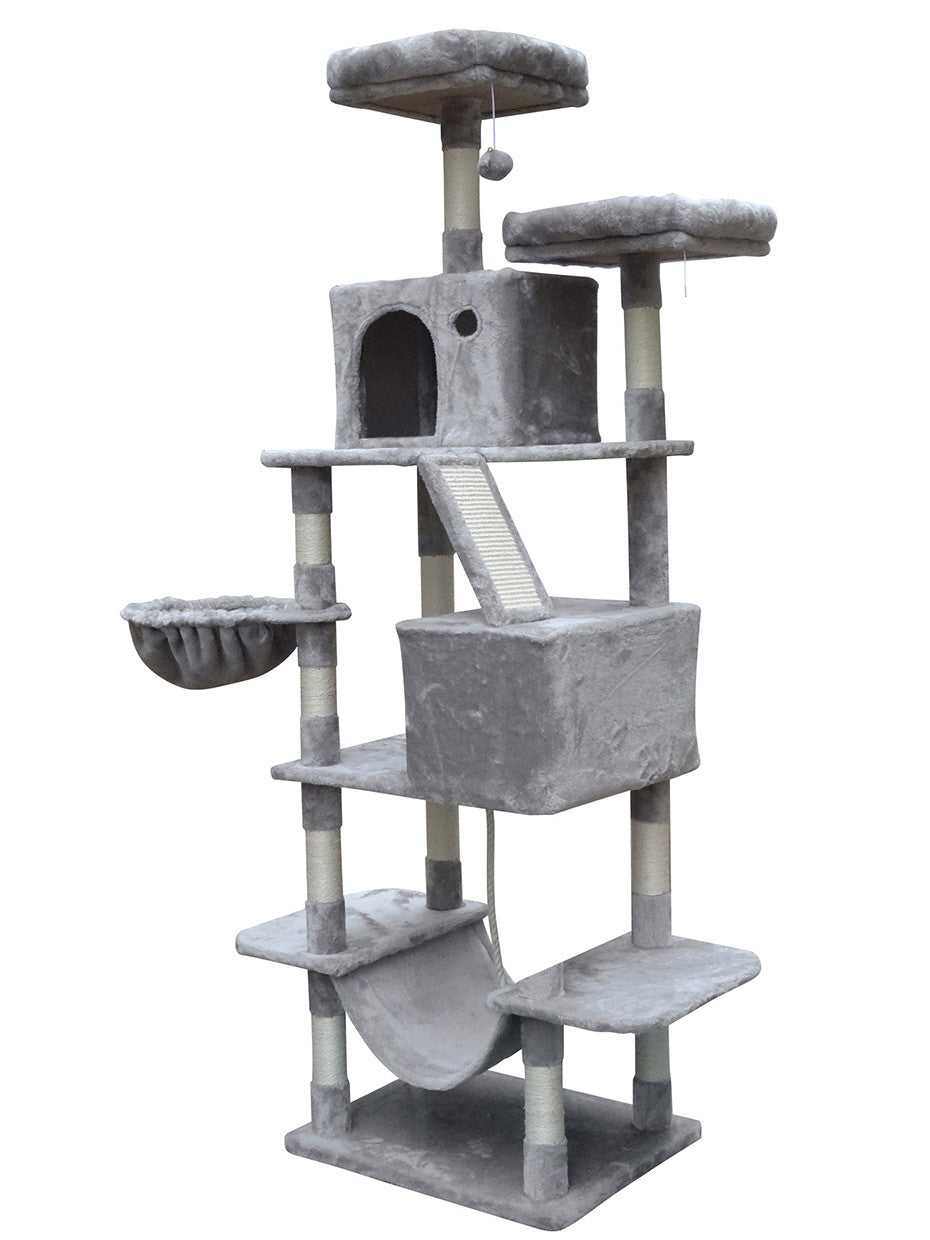 POHJOLAN LEMMIKKITARVIKE Kissan raapimis-/kiipeilypuu 206cm, vaalean harmaa