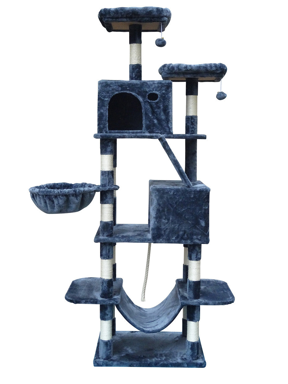 POHJOLAN LEMMIKKITARVIKE Kissojen raapimis-/kiipeilypuu 206 cm, tumman harmaa