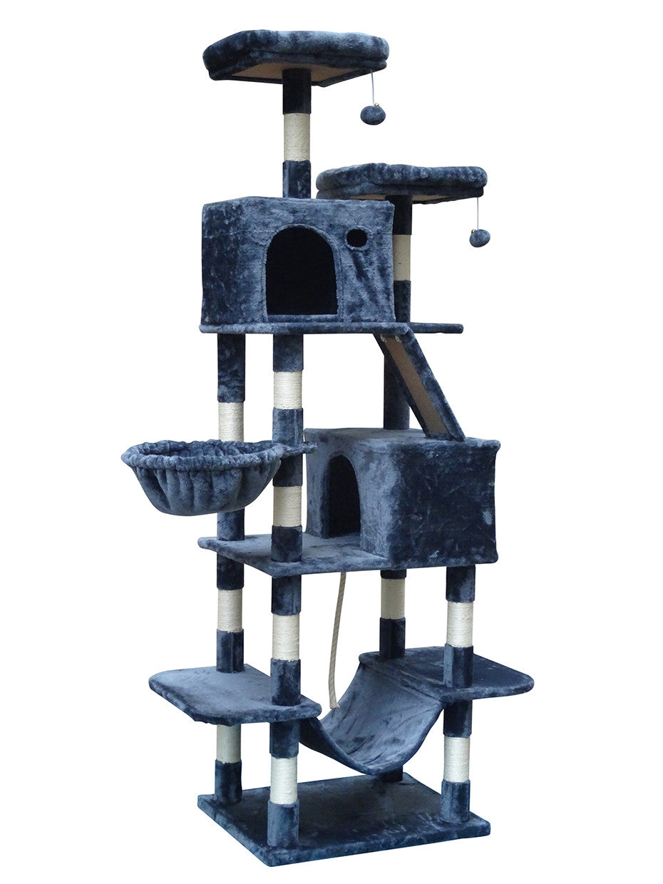 POHJOLAN LEMMIKKITARVIKE Kissojen raapimis-/kiipeilypuu 206 cm, tumman harmaa