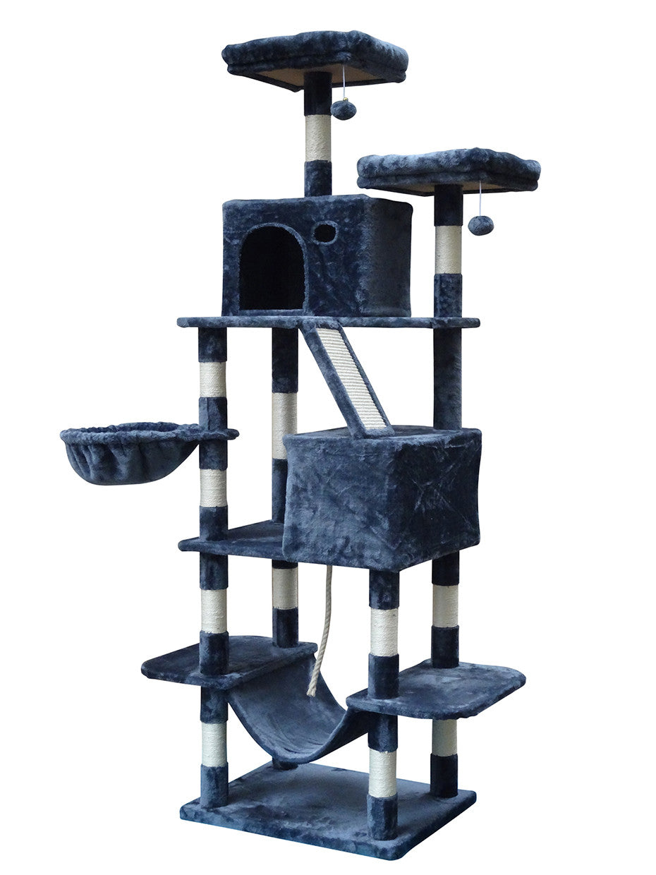 POHJOLAN LEMMIKKITARVIKE Kissojen raapimis-/kiipeilypuu 206 cm, tumman harmaa