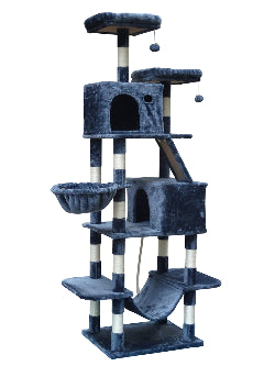 POHJOLAN LEMMIKKITARVIKE Kissojen raapimis-/kiipeilypuu 206 cm, tumman harmaa