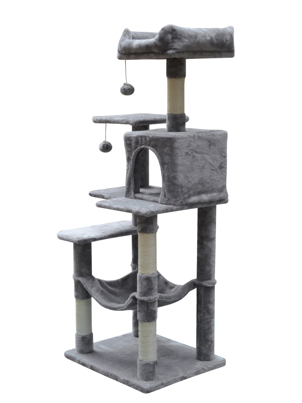 POHJOLAN LEMMIKKITARVIKE Kiipeily-/Raapimispuu kissalle 143 cm, vaalean harmaa