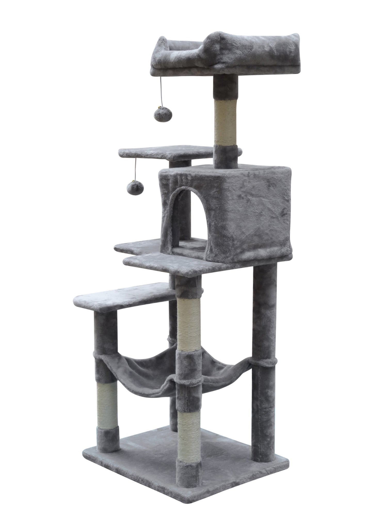 POHJOLAN LEMMIKKITARVIKE Kiipeily-/Raapimispuu kissalle 143 cm, vaalean harmaa