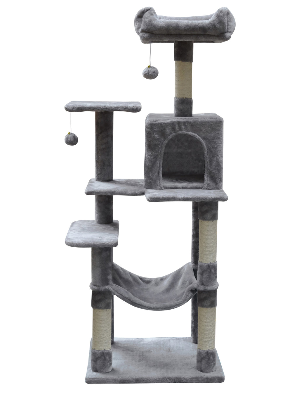 POHJOLAN LEMMIKKITARVIKE Kiipeily-/Raapimispuu kissalle 143 cm, vaalean harmaa