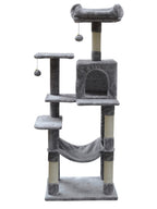 POHJOLAN LEMMIKKITARVIKE Kiipeily-/Raapimispuu kissalle 143 cm, vaalean harmaa