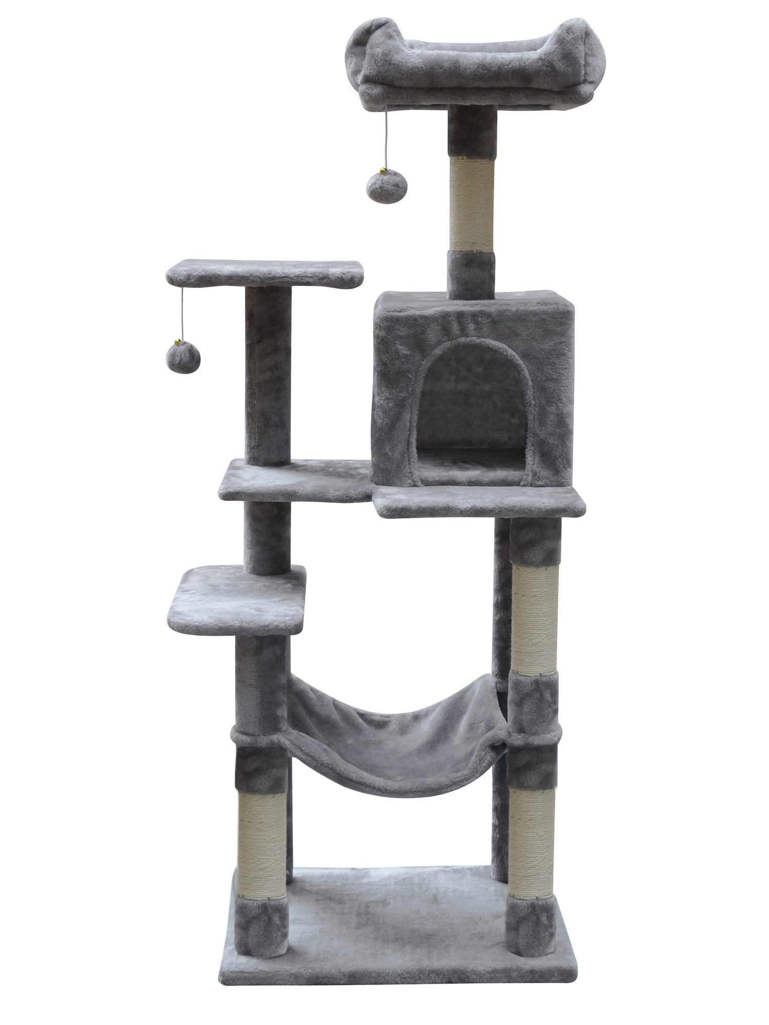 POHJOLAN LEMMIKKITARVIKE Kiipeily-/Raapimispuu kissalle 143 cm, vaalean harmaa