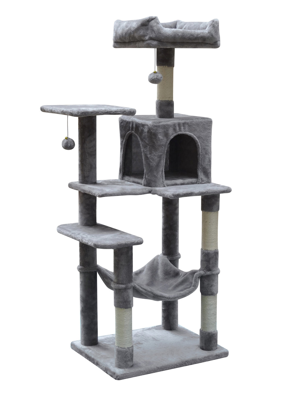 POHJOLAN LEMMIKKITARVIKE Kiipeily-/Raapimispuu kissalle 143 cm, vaalean harmaa