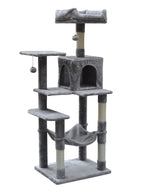 POHJOLAN LEMMIKKITARVIKE Kiipeily-/Raapimispuu kissalle 143 cm, vaalean harmaa