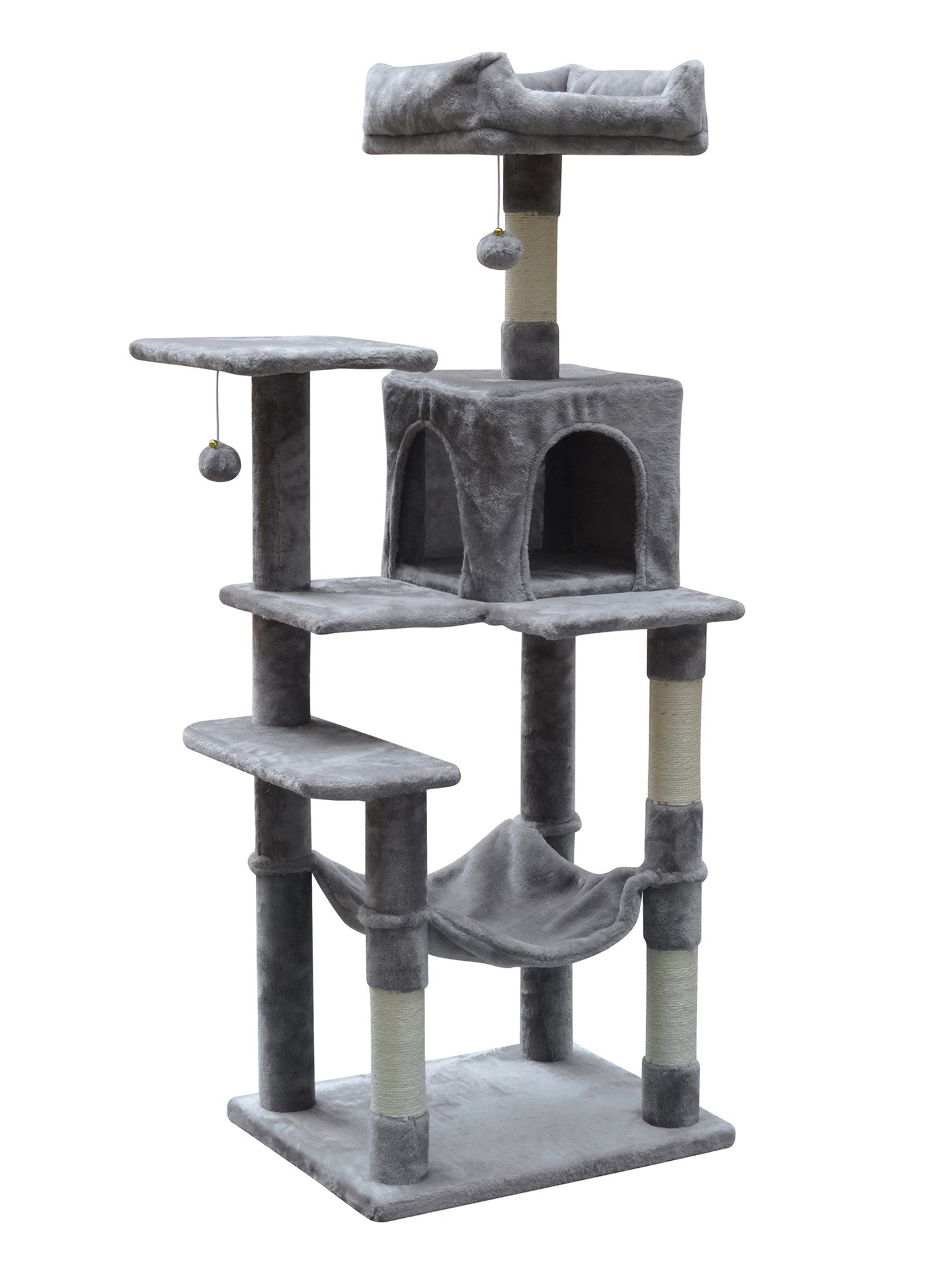 POHJOLAN LEMMIKKITARVIKE Kiipeily-/Raapimispuu kissalle 143 cm, vaalean harmaa