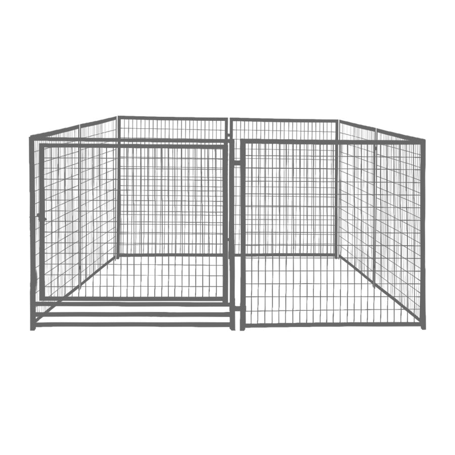 Hundkoja 3 x 3 m – 9 m², galvaniserat stål, 182 cm, grå