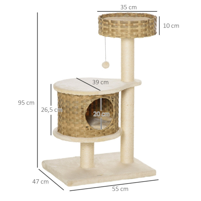 Kattklösstolpe 95 cm, beige