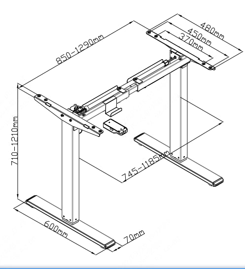 Pohjola Indoor Sähköpöydän Runko 2, 71-121cm, Valkoinen