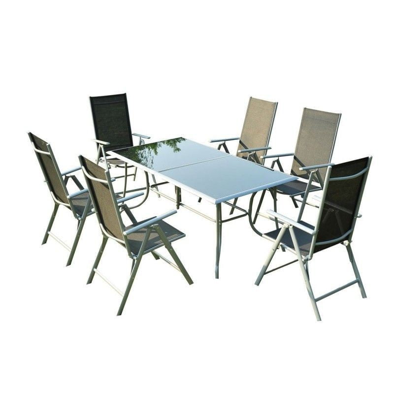 7-osainen alumiininen puutarhakalusteryhmä