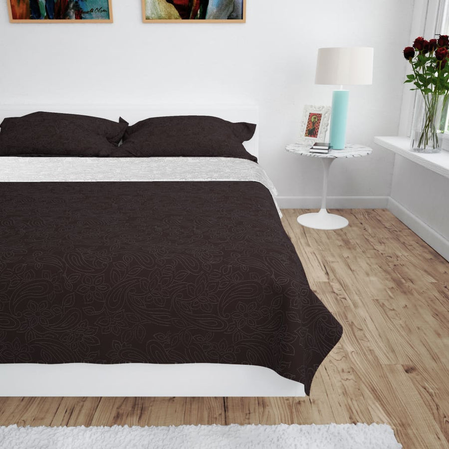 Dubbelsidig quiltad överkast 220x240 cm kräm och brun