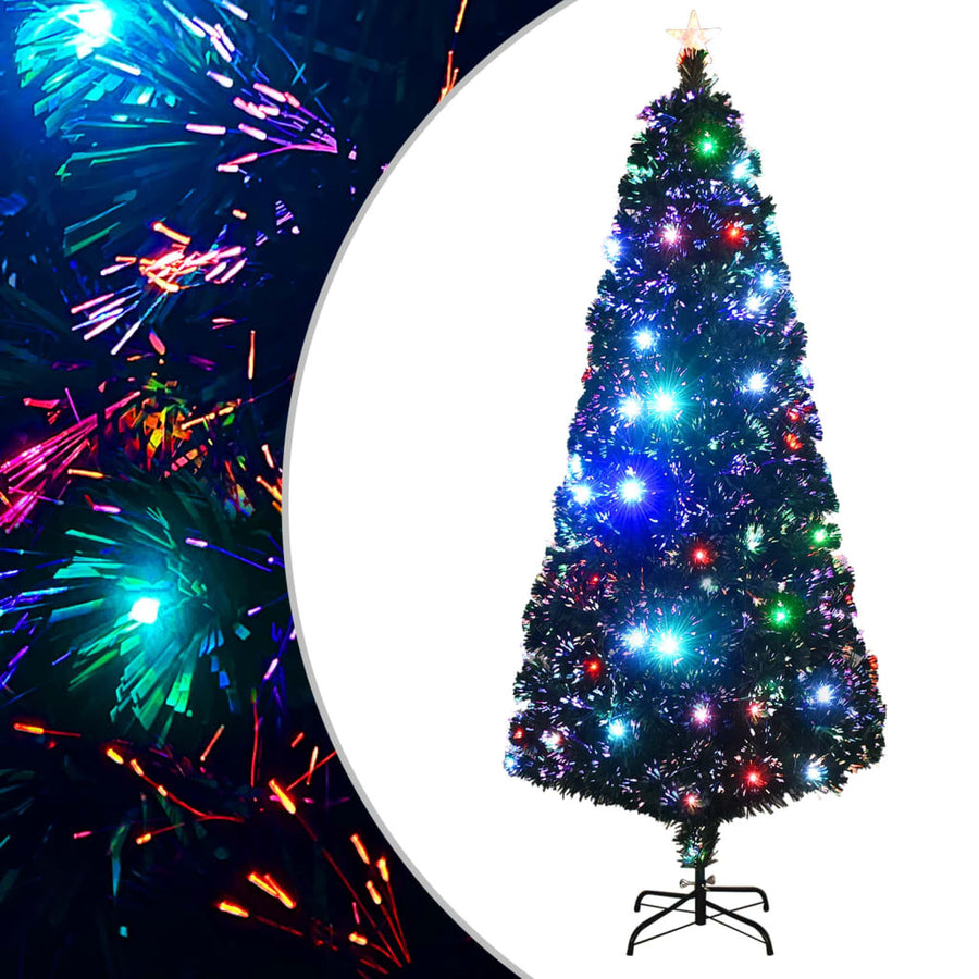 Konstgjord julgranställning/LED 210 cm fiberoptik
