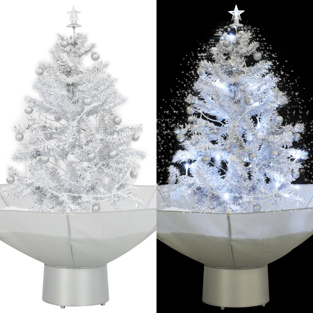 Snötäckt julgran med paraplyfot, vit, 75 cm