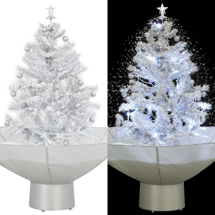 Snötäckt julgran med paraplyfot, vit, 75 cm