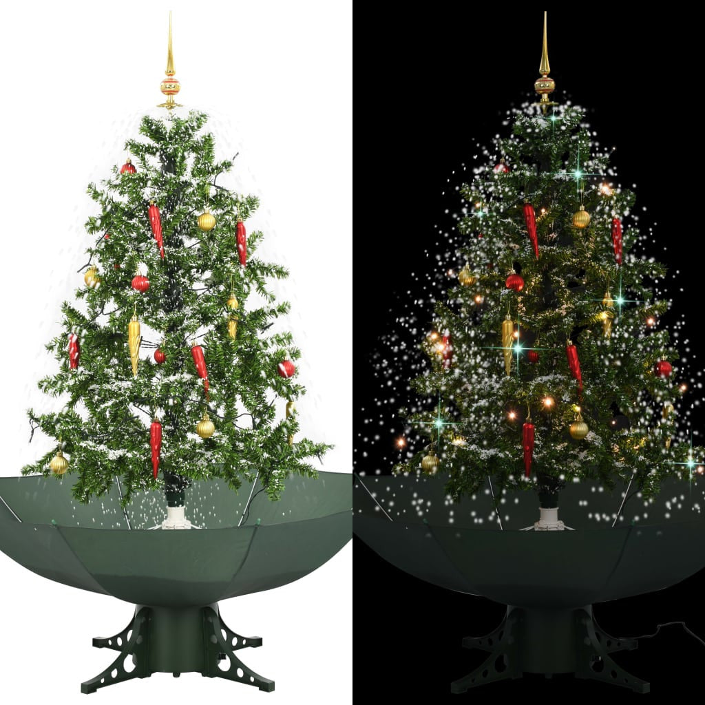 Snötäckt julgran med paraplyfot, grön, 140 cm