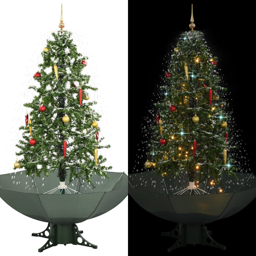 Snötäckt julgran med paraplyfot, grön, 170 cm
