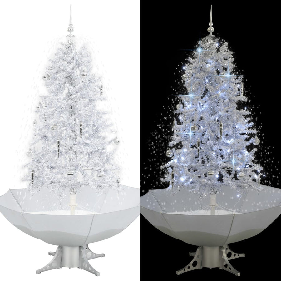 Snötäckt julgran med paraplyfot, vit, 170 cm