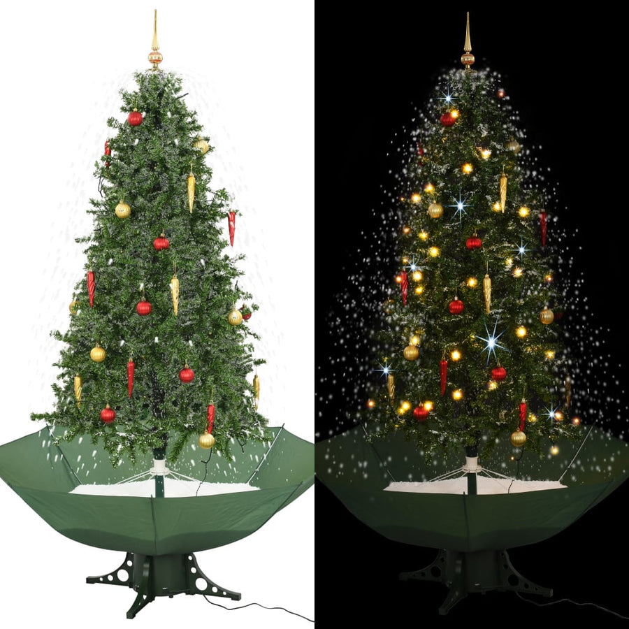 Snötäckt julgran med paraplyfot, grön, 190 cm