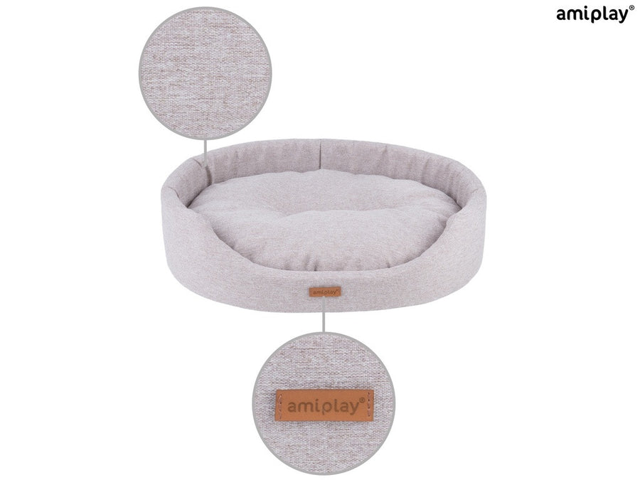 Amiplay Montana hundbädd med kanter L 58x50x15cm ljusgrå