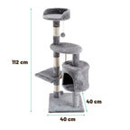 POHJOLAN LEMMIKKITARVIKE Kissan raapimis-/kiipeilypuu 112 cm, vaalean harmaa