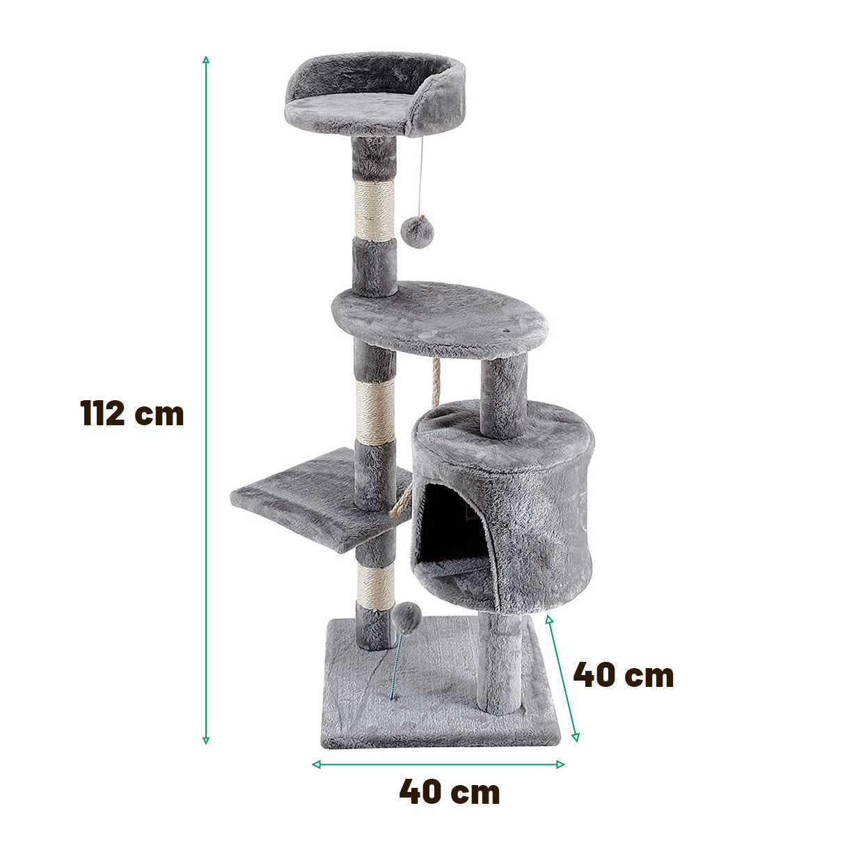 POHJOLAN LEMMIKKITARVIKE Kissan raapimis-/kiipeilypuu 112 cm, vaalean harmaa