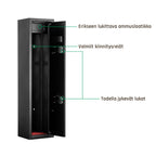 POHJOLAN URHEILUTARVIKE Asekaappi 5 Aseelle 145x35x25cm, Musta