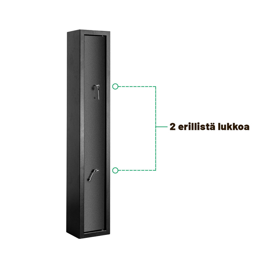 Vapenskåp för 3 vapen – låsbart ammunfack, stålram, svart