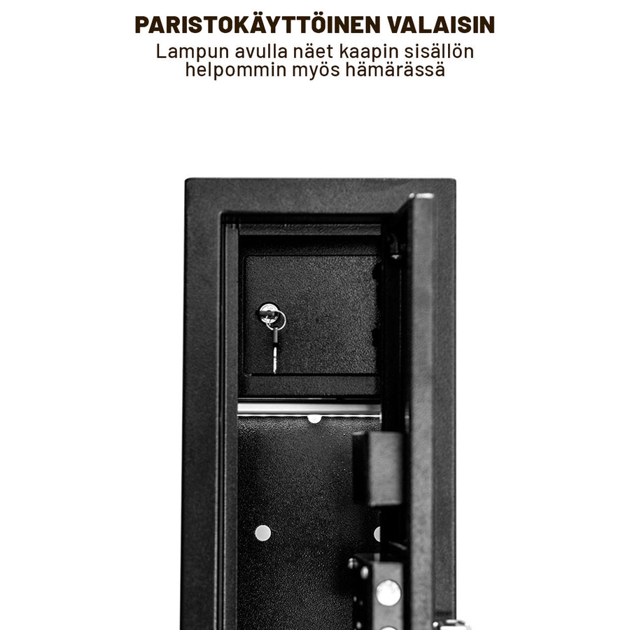 Vapenskåp för 3 vapen – låsbart ammunfack, stålram, svart