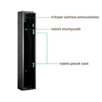 POHJOLAN URHEILUTARVIKE Asekaappi 3 Aseelle 145x24.5x20.5cm, Musta