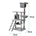 POHJOLAN LEMMIKKITARVIKE Kissan kiipeily-/raapimispuu 141cm, Vaalean Harmaa