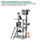 POHJOLAN LEMMIKKITARVIKE Kissan kiipeily-/raapimispuu 141cm, Vaalean Harmaa