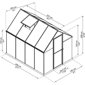 Palram – Canopia | MYTHOS Kasvihuone 4,6m2, Harmaa