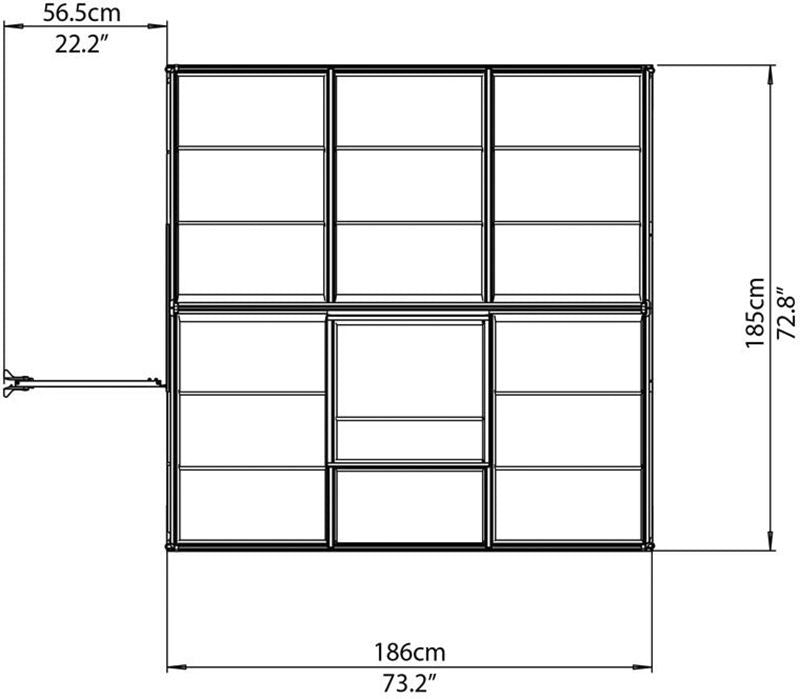 Palram – Canopia | HYBRID Kasvihuone + sokkeli 3,4m2, Harmaa