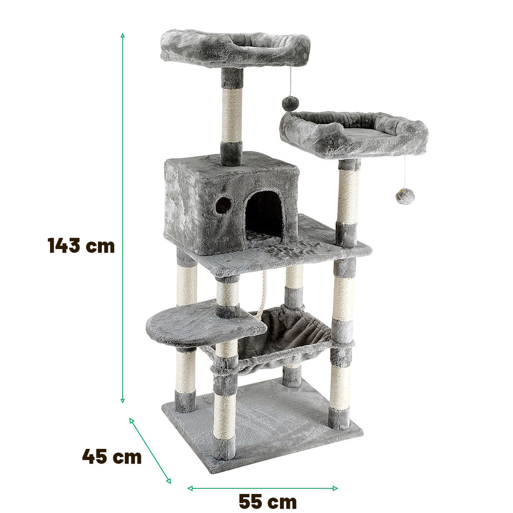 POHJOLAN LEMMIKKITARVIKE Kissan kiipeily-/raapimispuu 143 cm, vaalean harmaa