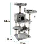POHJOLAN LEMMIKKITARVIKE Kissan kiipeily-/raapimispuu 143 cm, vaalean harmaa