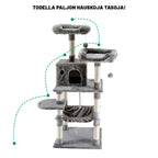 POHJOLAN LEMMIKKITARVIKE Kissan kiipeily-/raapimispuu 143 cm, vaalean harmaa