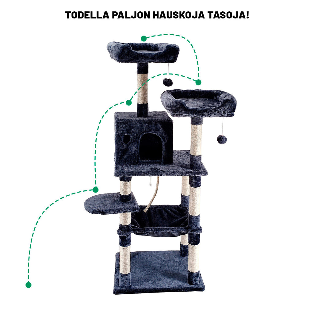 POHJOLAN LEMMIKKITARVIKE Kissan kiipeily-/raapimispuu 143 cm, tumman harmaa