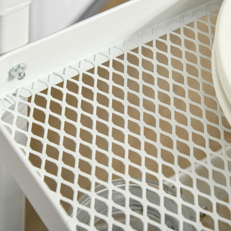 Apupöytä 3 hyllyllä ja ripustuspaneelilla, teräs+PP, valkoinen, 51,5 x 32 x 75,6 cm.