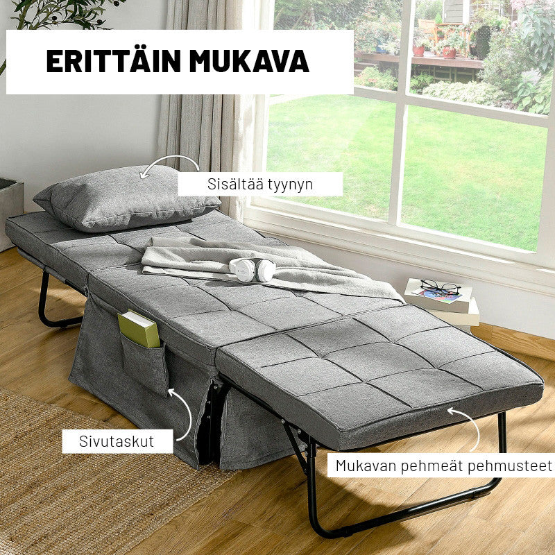 Taitettava varavuode 4-in-1,188 x 75 x 38 cm, Harmaa