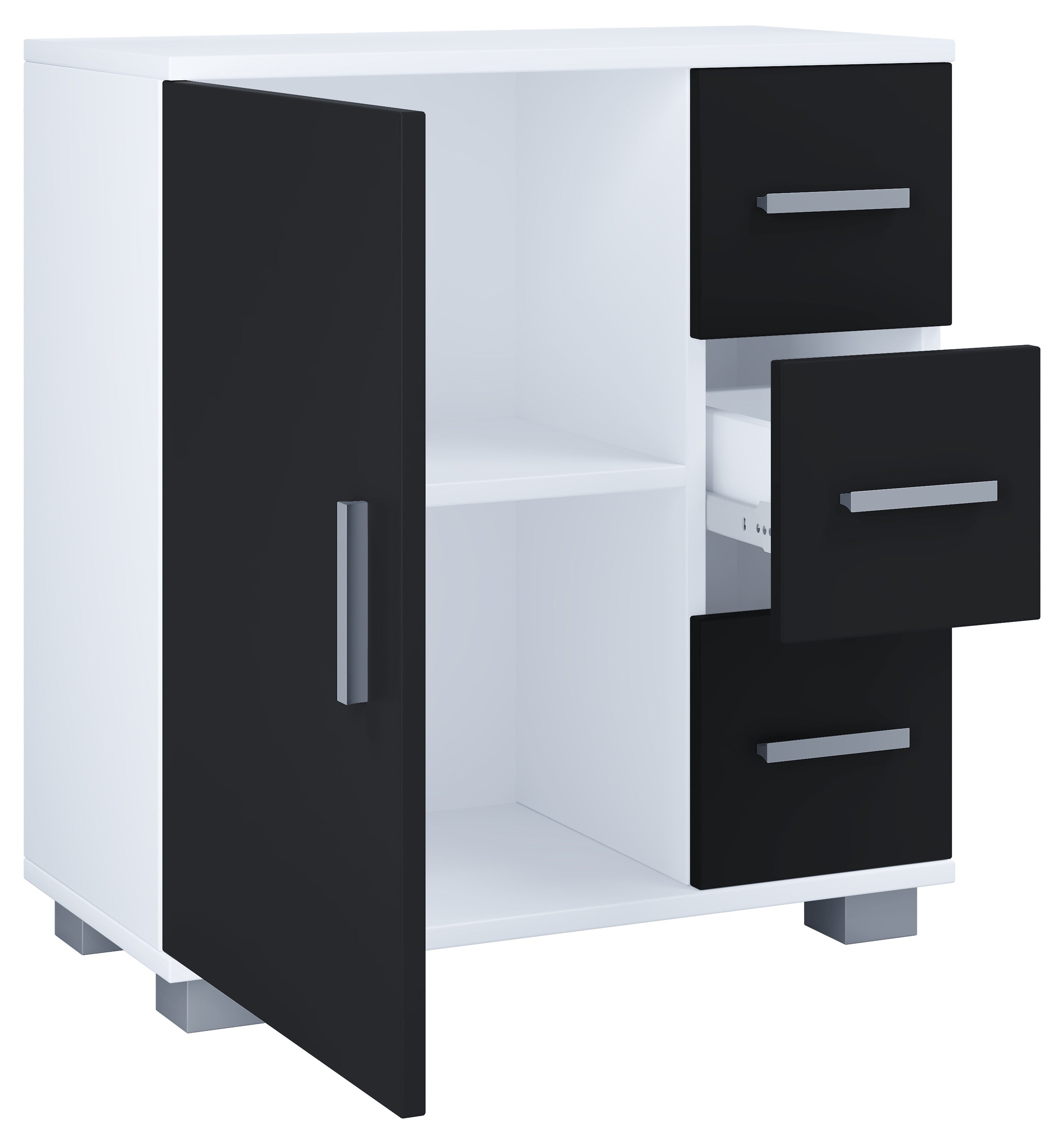 Kylpyhuonekaappi Zalo XL, Valkoinen/Musta