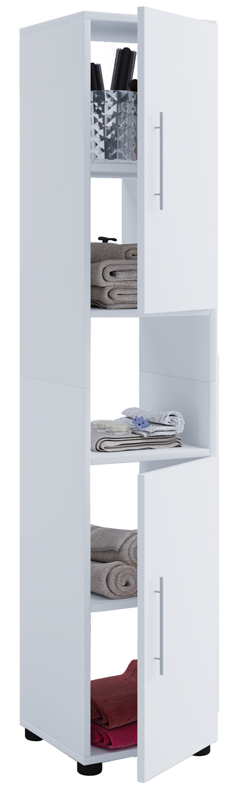 Korkea säilytyskaappi Flandu, Valkoinen