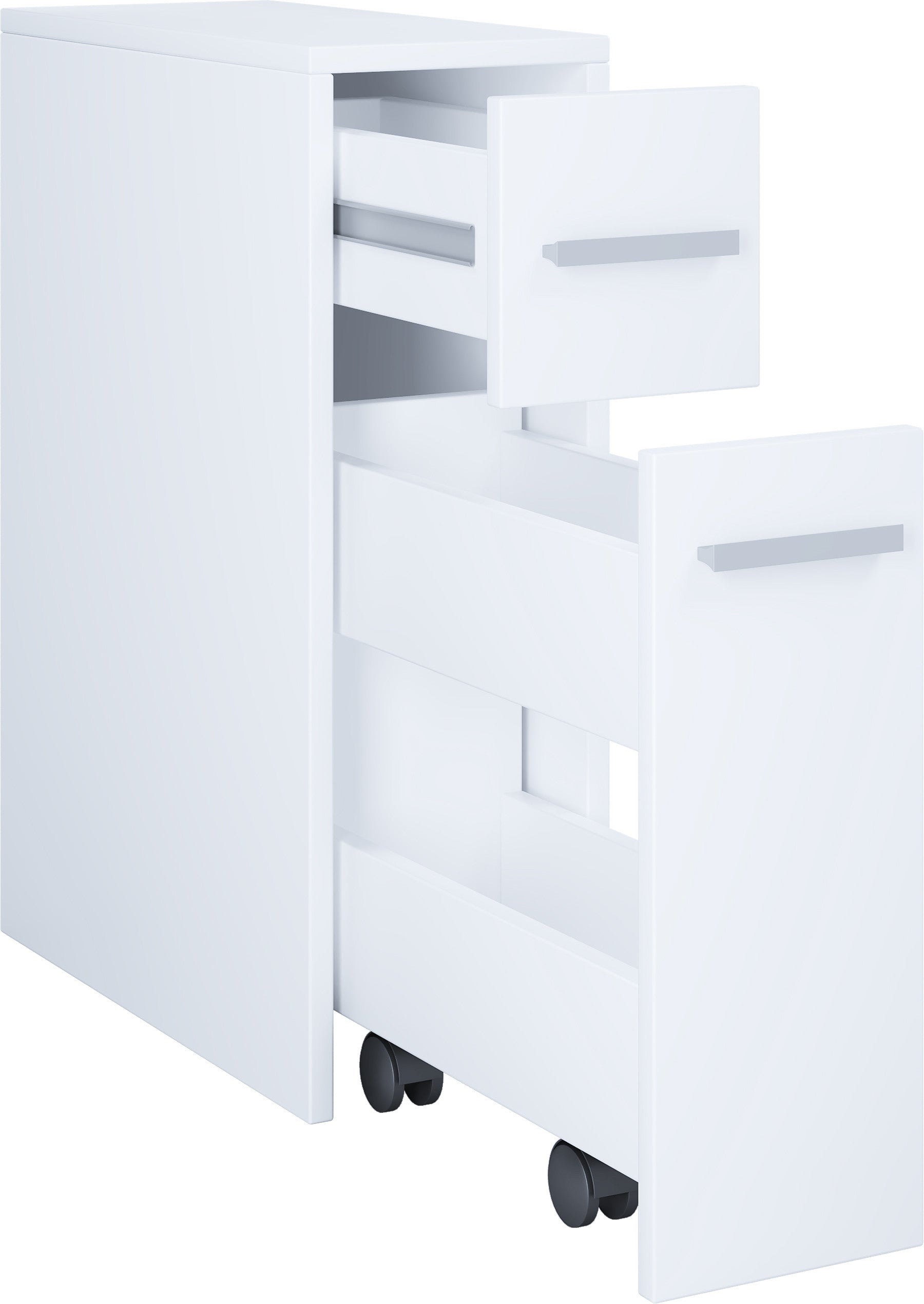 Kapea säilytyslaatikko kylpyhuoneeseen Zalo, Valkoinen