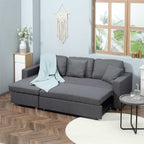 Kulmasohva vuode toiminnolla, vaihdettava kätisyys, tummanharmaa, 228 x 148 x 88 cm